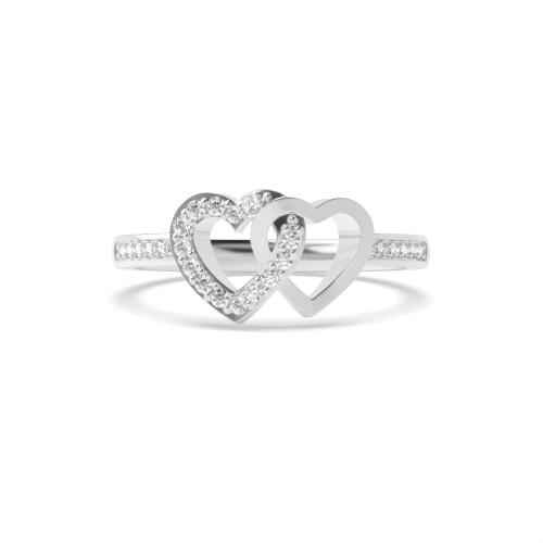 4 Prong Round Double Moissanite Engagement Rings
