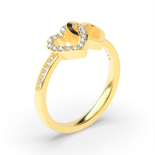 4 Prong Round Yellow Gold Double Unique Engagement Rings