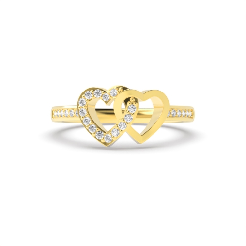 4 Prong Round Yellow Gold Double Unique Engagement Rings