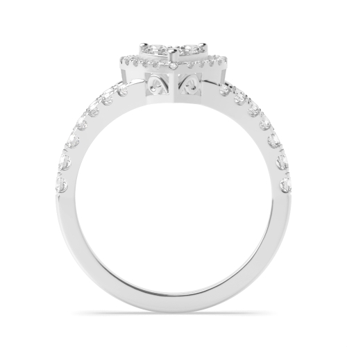 3 Prong Round WhisperCrescent Cluster Engagement Ring