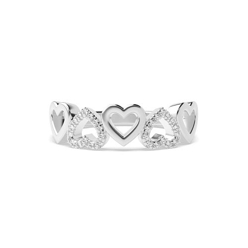 4 Prong Round Ornament Half Eternity Engagement Rings