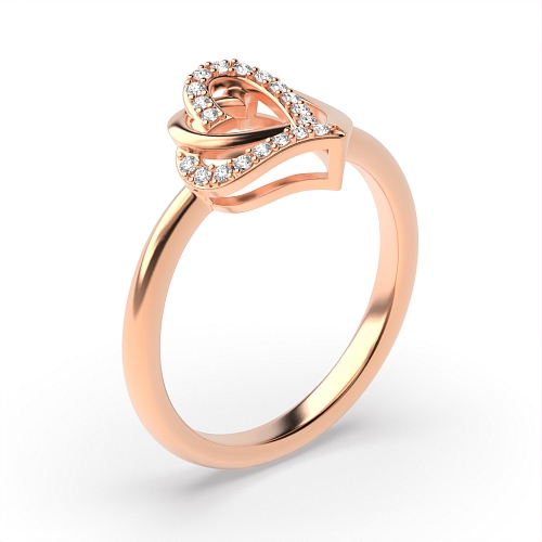 4 Prong Round Rose Gold Twisted double Unusual Wedding Engagement Rings