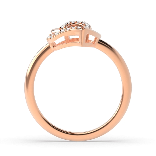 4 Prong Round Rose Gold Twisted double Unusual Wedding Engagement Rings