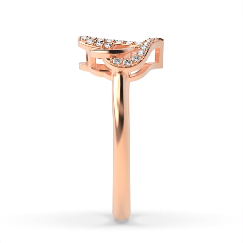 4 Prong Round Rose Gold Twisted double Unusual Wedding Engagement Rings