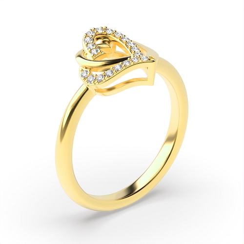 4 Prong Round Yellow Gold Twisted double Unique Engagement Rings