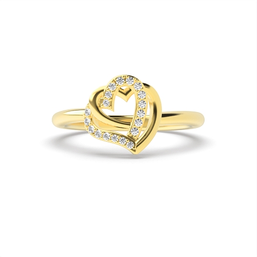 4 Prong Round Yellow Gold Twisted double Unique Engagement Rings