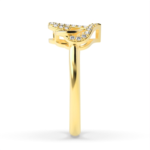 4 Prong Round Yellow Gold Twisted double Unique Engagement Rings