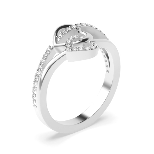 prong setting round diamond doubble heart shape engagement ring