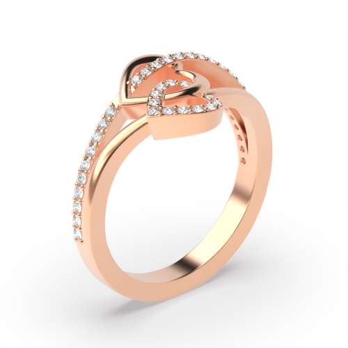 4 Prong Round Rose Gold Double Unusual Wedding Engagement Rings