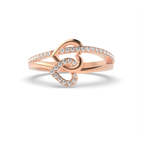 4 Prong Round Rose Gold Double Unusual Wedding Engagement Rings