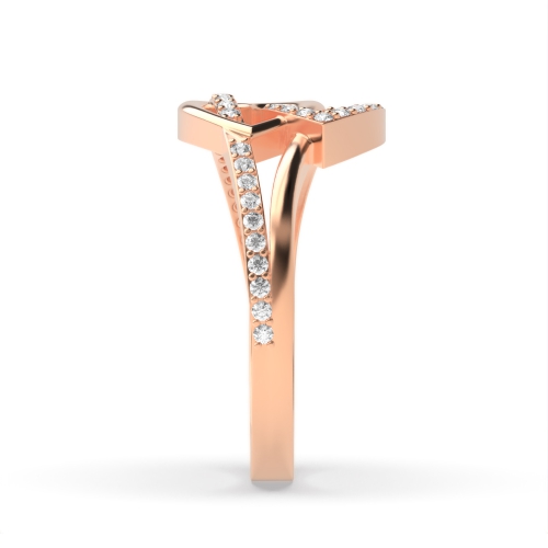 4 Prong Round Rose Gold Double Unusual Wedding Engagement Rings