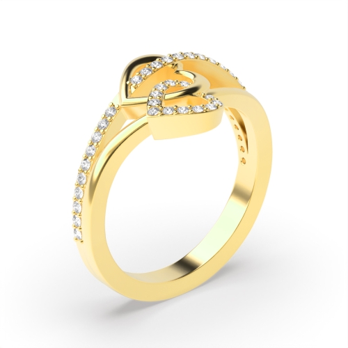 4 Prong Round Yellow Gold Double Unique Engagement Rings