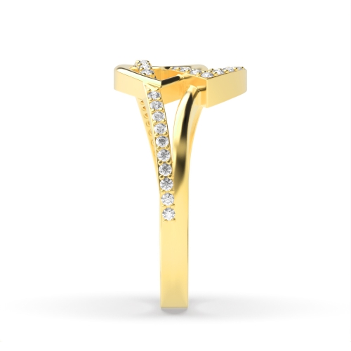 4 Prong Round Yellow Gold Double Unique Engagement Rings