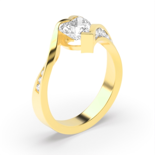 Prong Heart Yellow Gold Twilight Engagement Rings