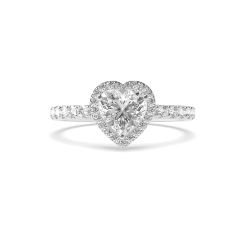 Prong Heart Orbit Halo Diamond Ring