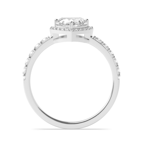 Prong Heart Platinum Halo Engagement Ring