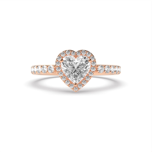 Prong Heart Rose Gold Orbit Halo Engagement Rings