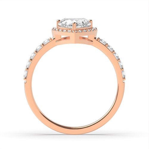 Prong Heart Rose Gold Orbit Halo Engagement Rings