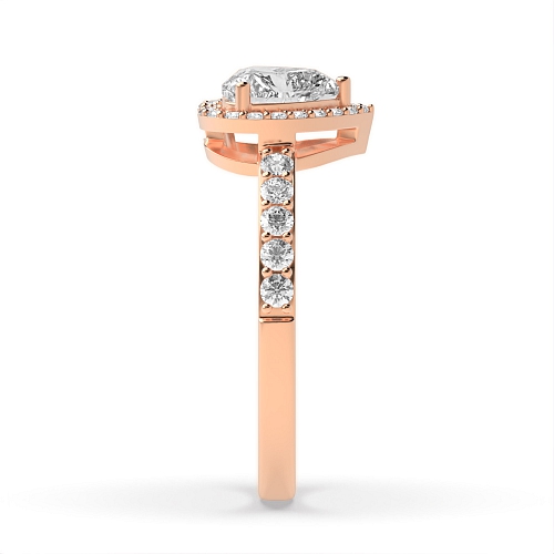 Prong Heart Rose Gold Orbit Halo Engagement Rings