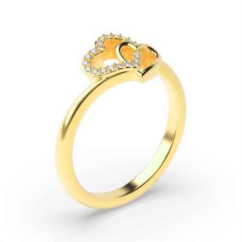 4 Prong Round Yellow Gold Heartbeat Twist Unique Engagement Rings