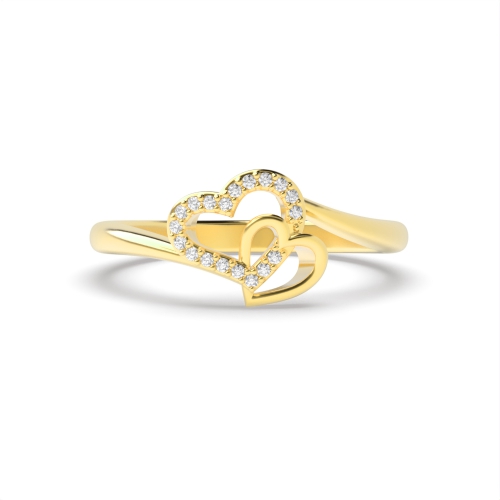 4 Prong Round Yellow Gold Heartbeat Twist Unique Engagement Rings