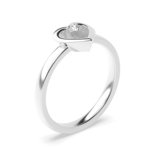 Buy 3 Prong Setting Round Diamond Heart Shape Ring - Abelini