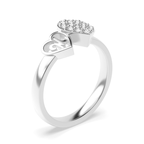 Prong Setting Round Diamond Initial M Doubble Heart Shape Ring