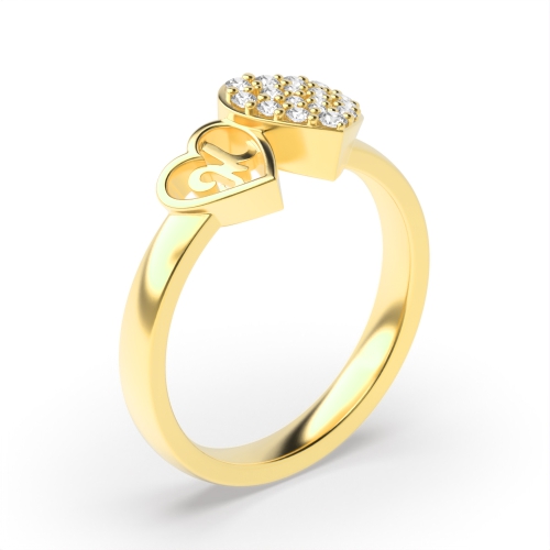 4 Prong Round Yellow Gold Cluster Diamond Ring