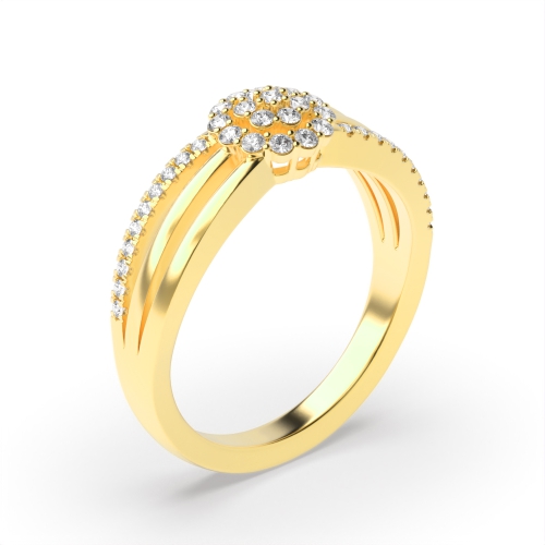 4 Prong Round Yellow Gold Lumen Weave Engagement Rings