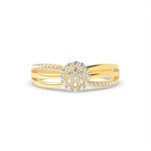 4 Prong Round Yellow Gold Lumen Weave Engagement Rings