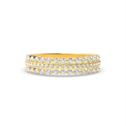 4 Prong Round Yellow Gold Celestial Eternity Diamond Rings