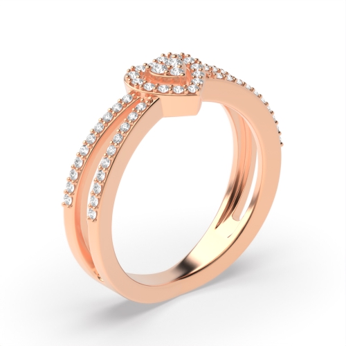 3 Prong Round Rose Gold Heart design Engagement Rings