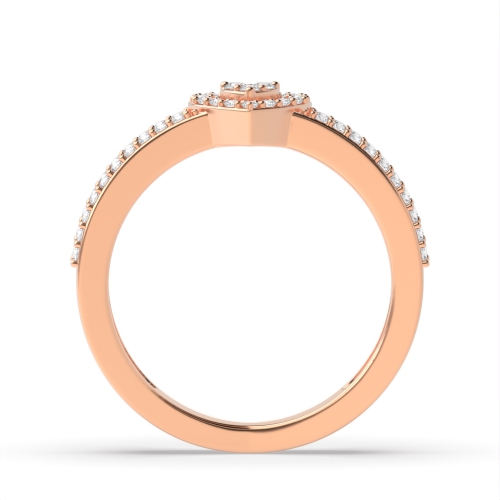 3 Prong Round Rose Gold Heart design Engagement Rings