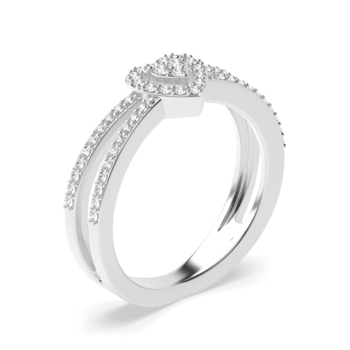 3 Prong Round Heart design Moissanite Engagement Rings