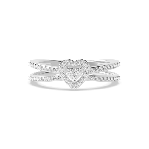 3 Prong Round Heart design Moissanite Engagement Rings