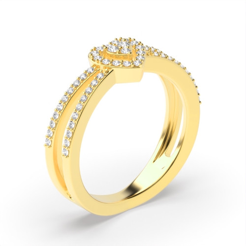 3 Prong Round Yellow Gold Heart design Engagement Rings