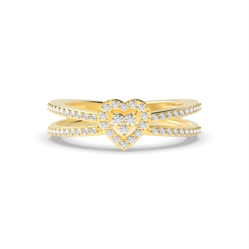 3 Prong Round Yellow Gold Heart design Engagement Rings