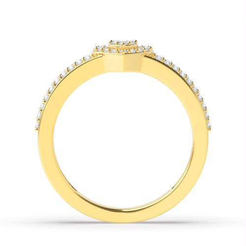 3 Prong Round Yellow Gold Heart design Engagement Rings