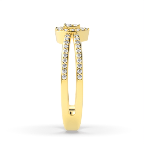 3 Prong Round Yellow Gold Heart design Engagement Rings