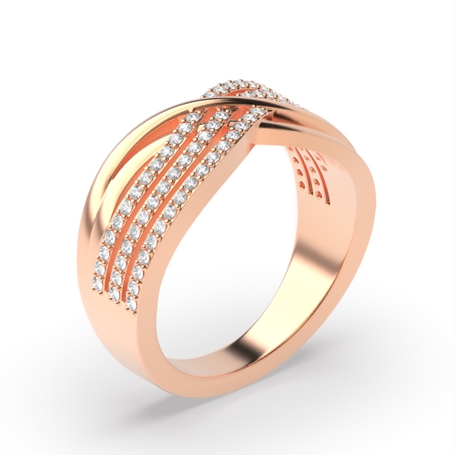 4 Prong Round Rose Gold Unity band Eternity Diamond Rings