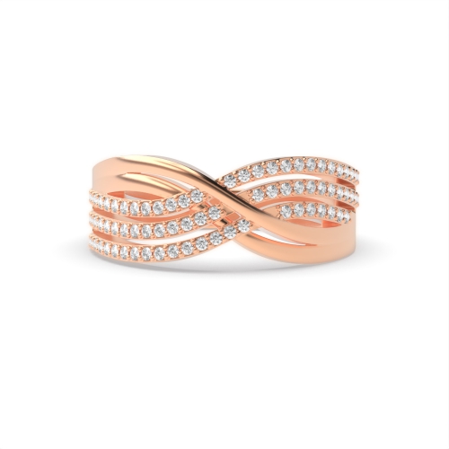 4 Prong Round Rose Gold Unity band Eternity Diamond Rings