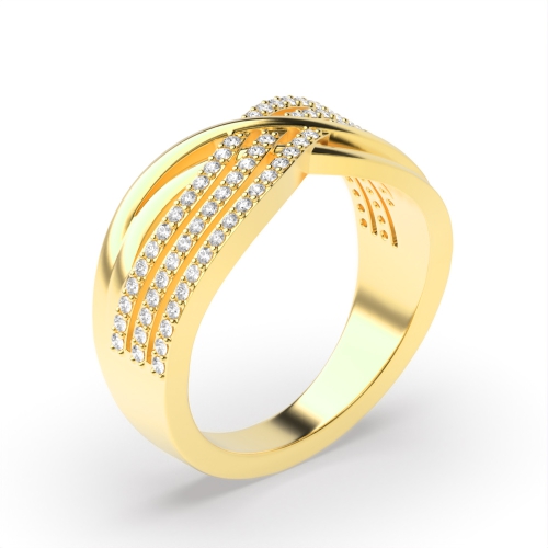4 Prong Round Yellow Gold Unity band Unusual Eternity Diamond Rings