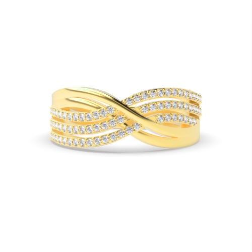 4 Prong Round Yellow Gold Unity band Unusual Eternity Diamond Rings