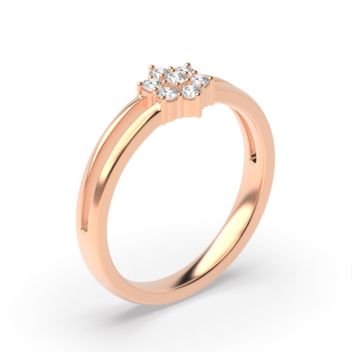 6 Prong Round Rose Gold Flower Engagement Rings