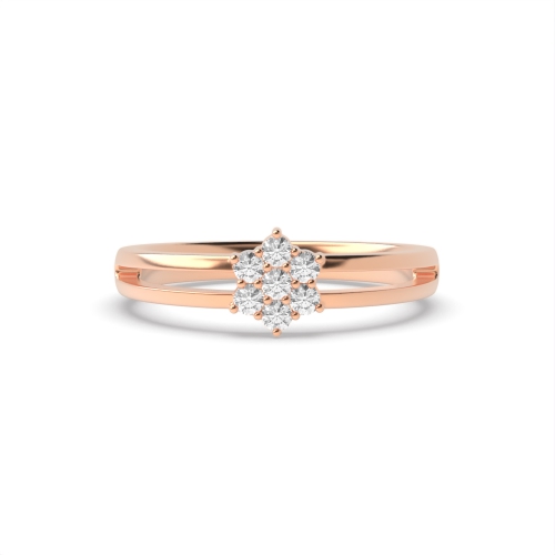 6 Prong Round Rose Gold Flower Engagement Rings