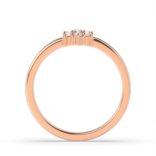 6 Prong Round Rose Gold Flower Engagement Rings