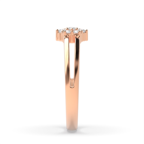 6 Prong Round Rose Gold Flower Engagement Rings