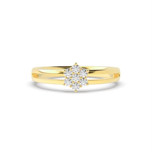 6 Prong Round Yellow Gold Flower Engagement Rings