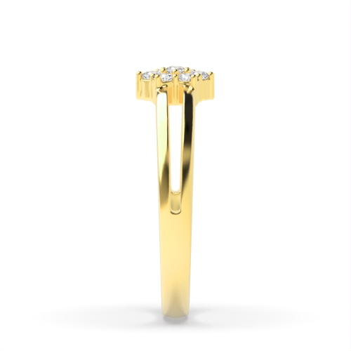 6 Prong Round Yellow Gold Flower Engagement Rings
