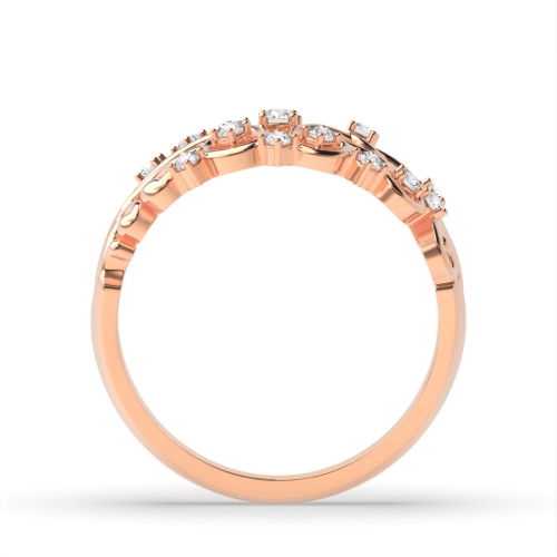 4 Prong Round Rose Gold Designer twigs Unusual Wedding Engagement Rings